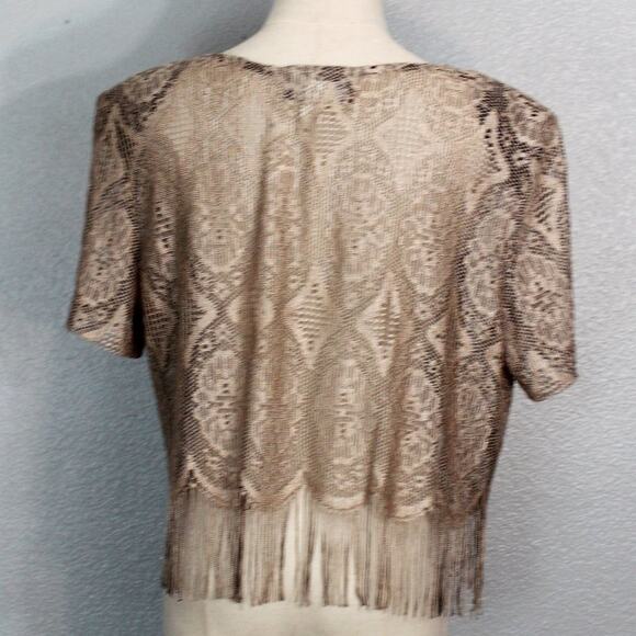 Rare Giorgio Sant'Angelo Designer Lace Fringe Crop Top Size 14 - Picture 7 of 10
